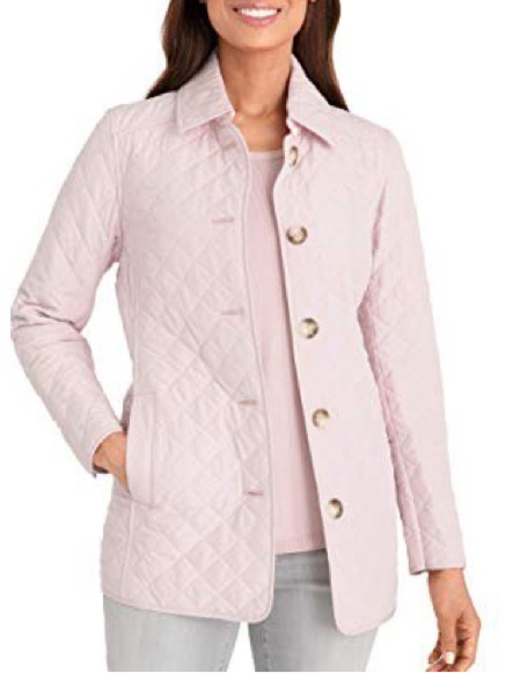 Chicos Quilted Jacket Venetian Pink Women's size 16/18 extra large,Chicos size 3